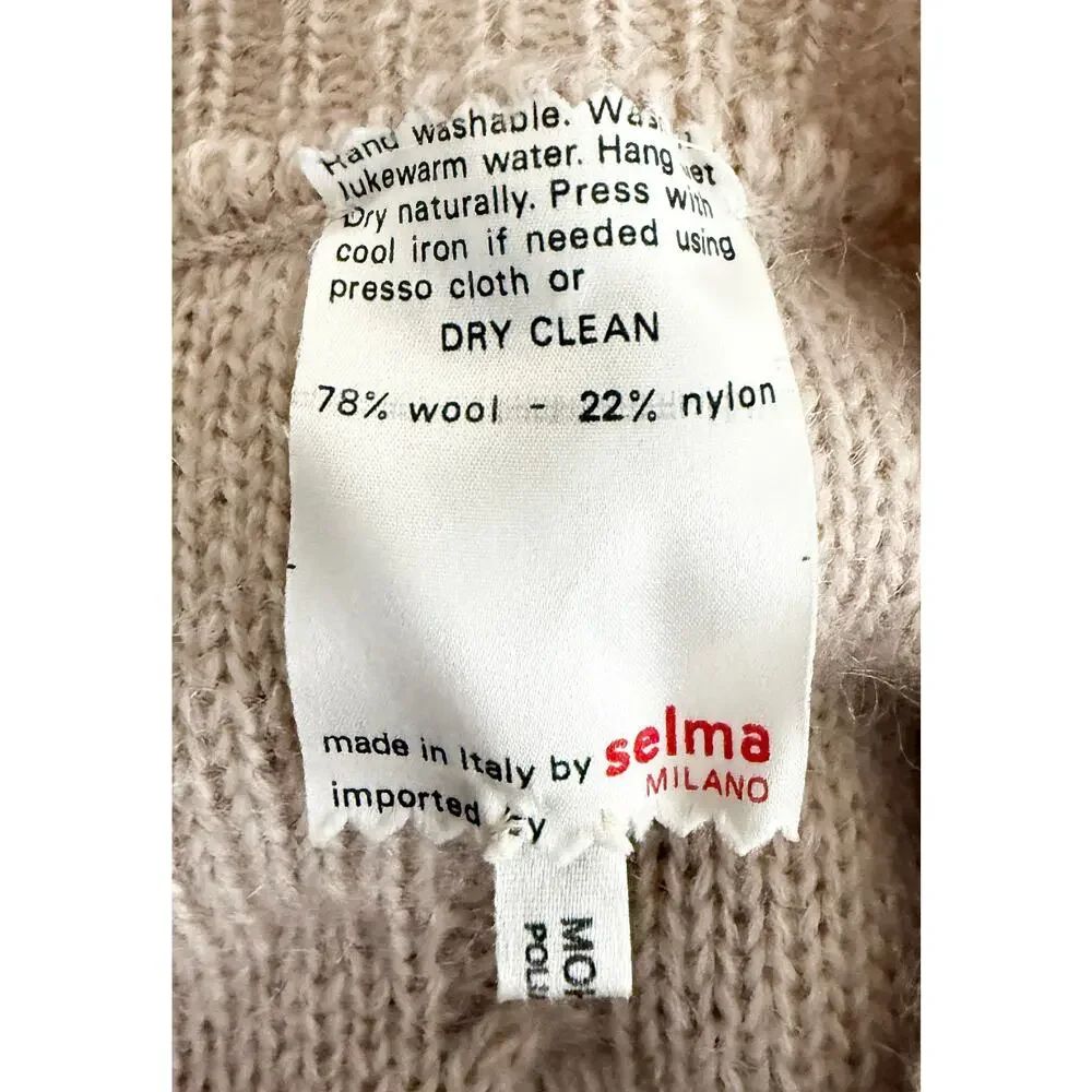 Vintage Made In Italy By Selma Milano Women's Mohair Wool Blend Cardigan Sweater